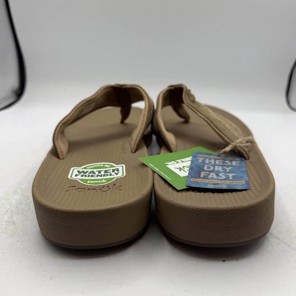Sanuk Cosmic Seas Mesh Flip Flops Mens Sz 13 Tan Brown Thong Sandals 1152872 NWT - Picture 8 of 11